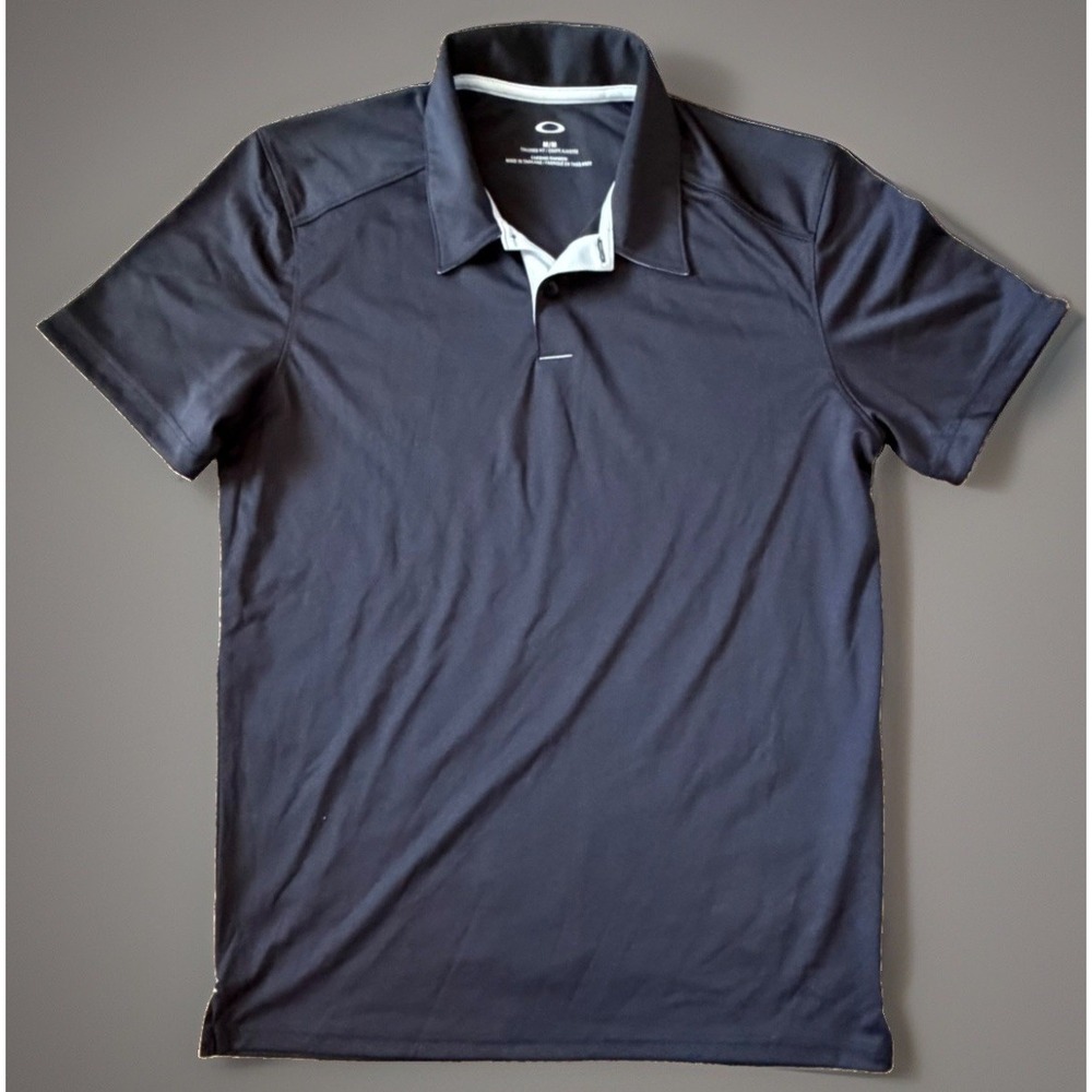 Oakley Golf Short Sleeve Polo Shirt Black Lightweight Spellout Logo Medium JBHS